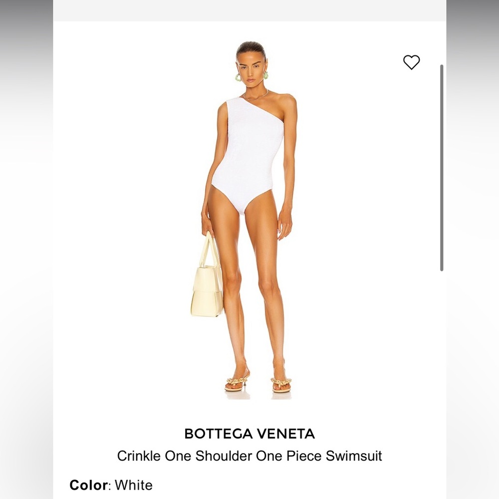 NWT Bottega Veneta Crickle One Shoulder One piece swimsuit, White, Bodysuit